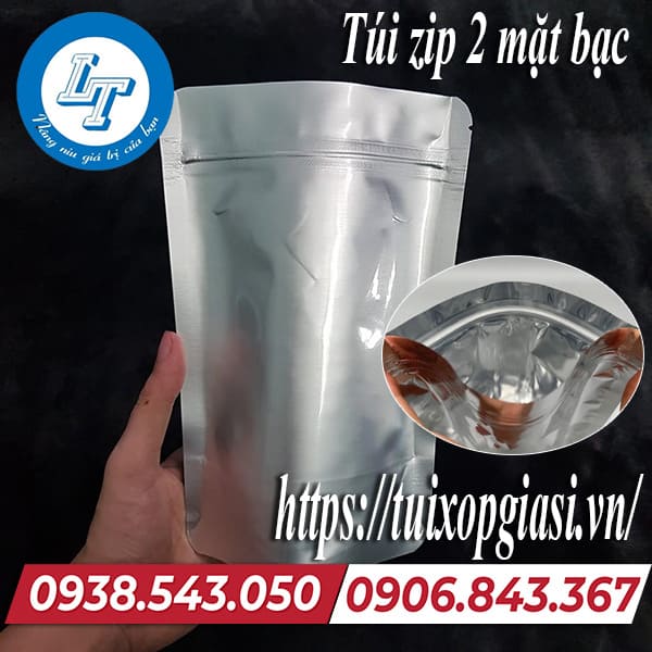 Túi zip 2 mặt bạc giá rẻ tại Tiền Giang