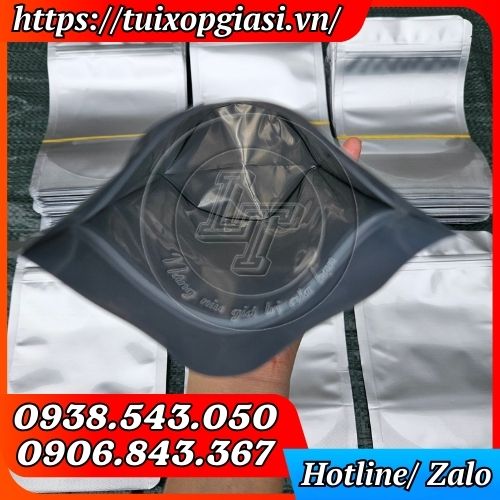 Túi zip 2 mặt bạc có khóa vuốt miệng