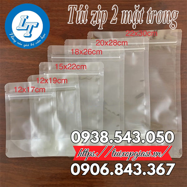 Túi zip 2 mặt trong có nhiều kích cỡ khác nhau