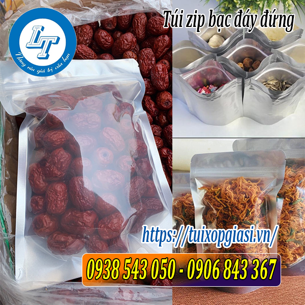 Túi zip bạc đáy đứng giá rẻ tphcm