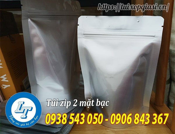 Túi zip 2 mặt bạc