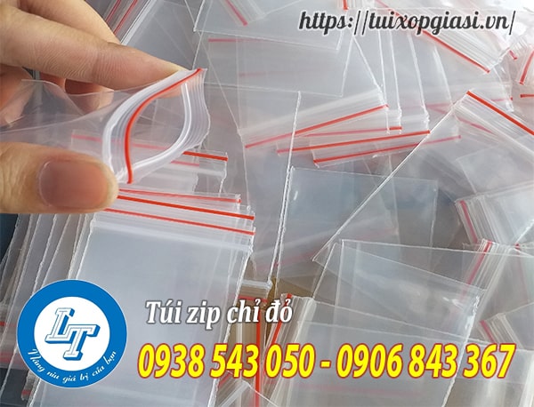 Túi zip bấm miệng chỉ đỏ