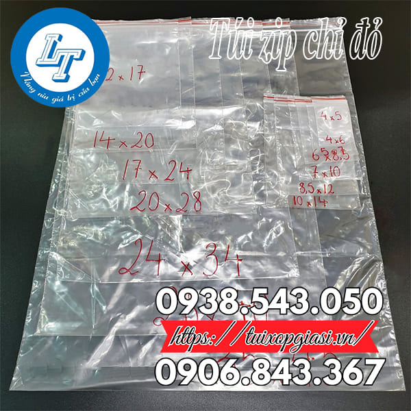 Túi zi chỉ đỏ đa dạng kích thước
