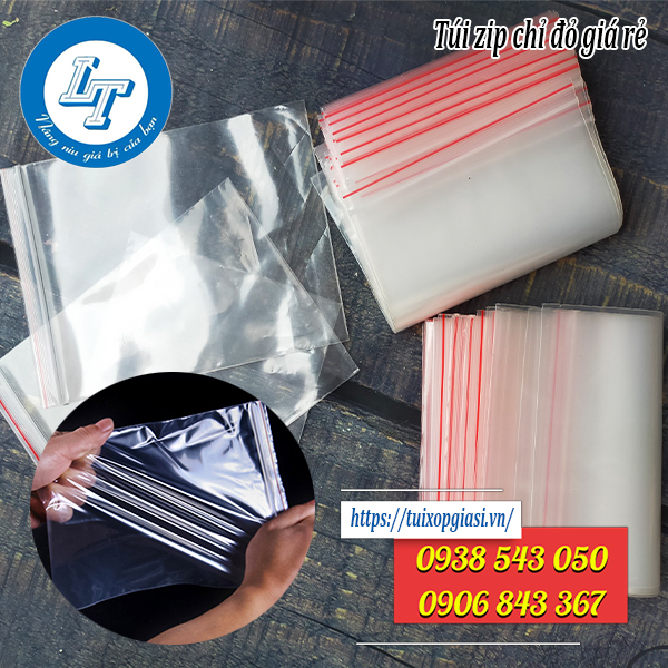 Túi zip chỉ đỏ dẻo dai, co giãn Túi zip chỉ đỏ dẻo dai, co giãn