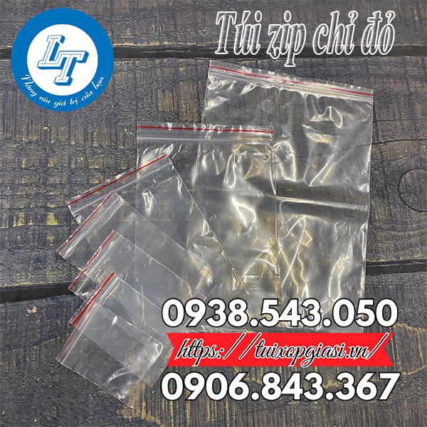 Túi zip chỉ đỏ đủ kích cỡ giá rẻ