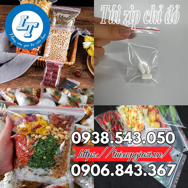 Túi zip chỉ đỏ đủ kích cỡ giá rẻ