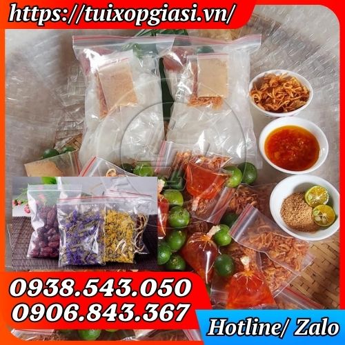 Túi zip chỉ đỏ đựng bánh tráng trộn