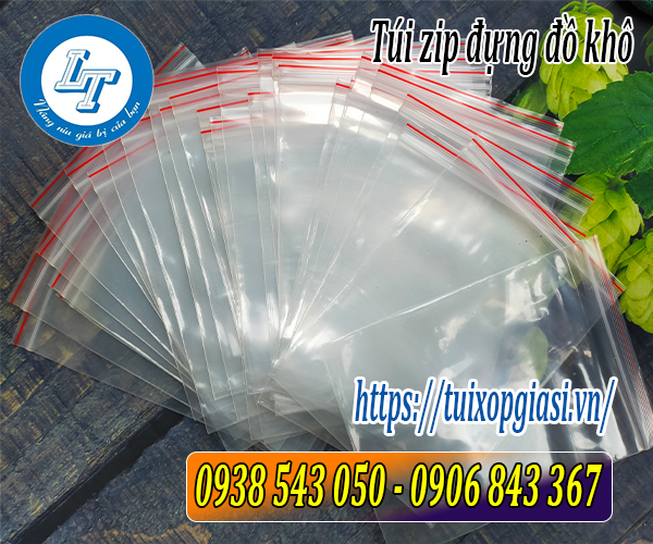 Túi zip chỉ đỏ đựng đồ khô