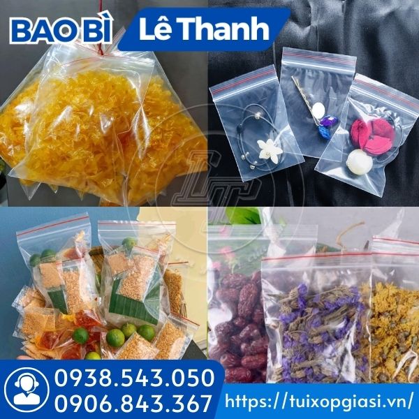 Túi zip chỉ đỏ đựng thực phẩm