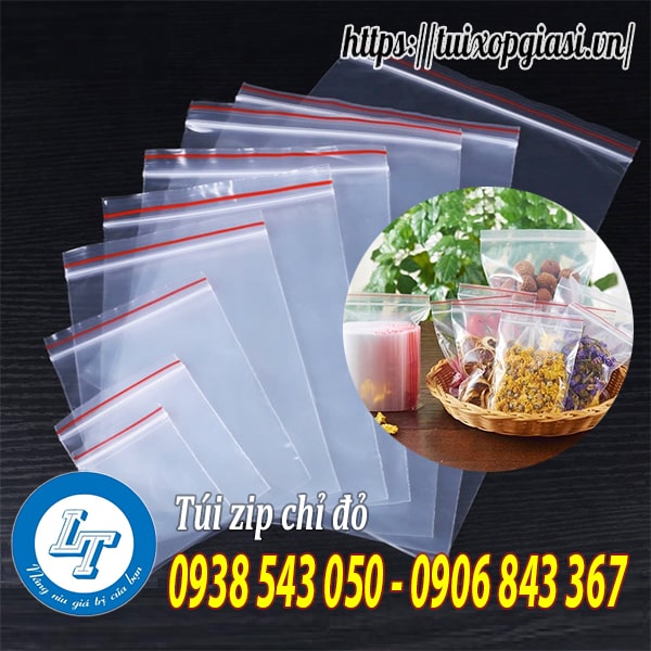 Túi zíp chỉ đỏ đựng thực phẩm
