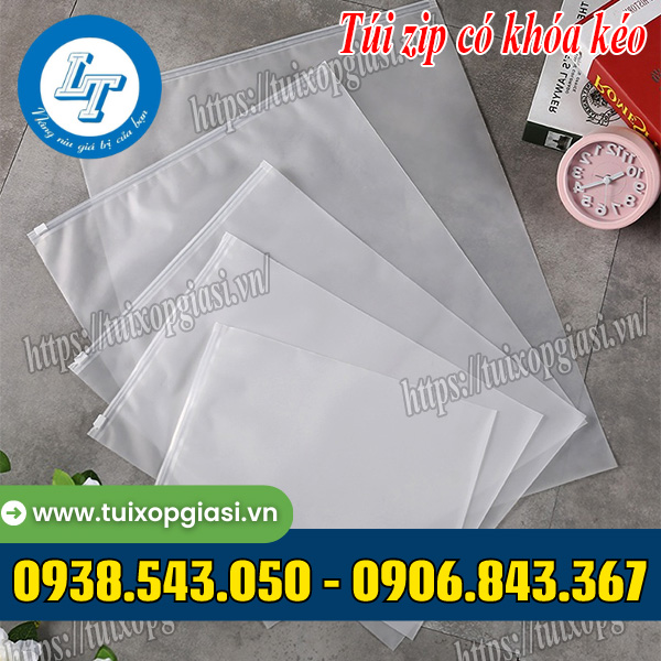 Túi zipper có khóa kéo lụa mờ