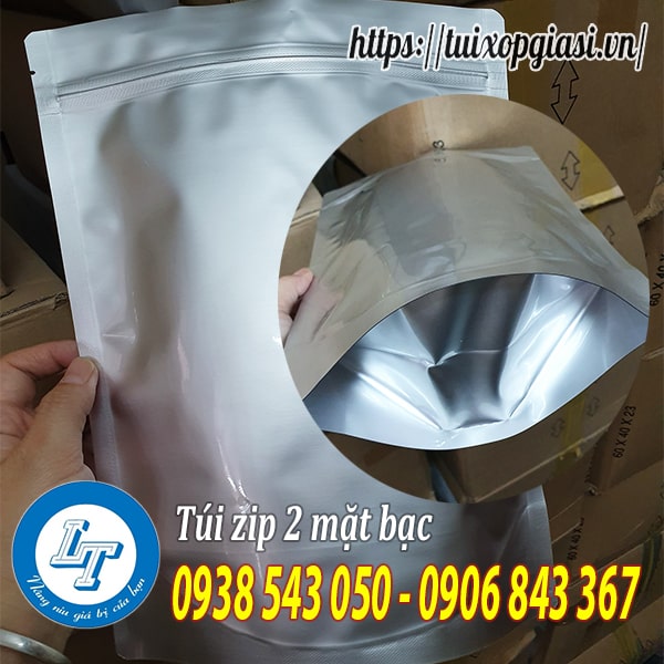 Túi zip đựng thực phẩm 2 mặt bạc