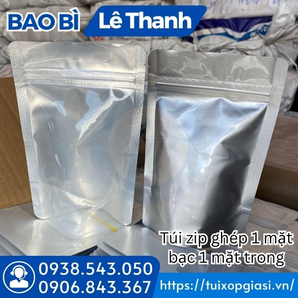 Túi zip ghép 1 mặt bạc 1 mặt trong Túi zip ghép 1 mặt bạc 1 mặt trong