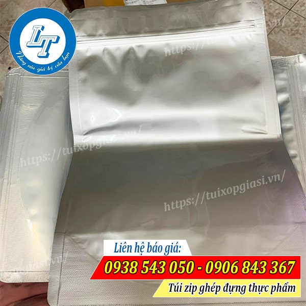 Túi zip ghép đựng thực phẩm 2 mặt bạc Túi zip ghép đựng thực phẩm 2 mặt bạc
