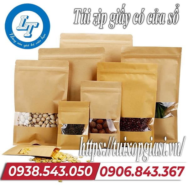 Túi zip giấy có cửa sổ giá rẻ