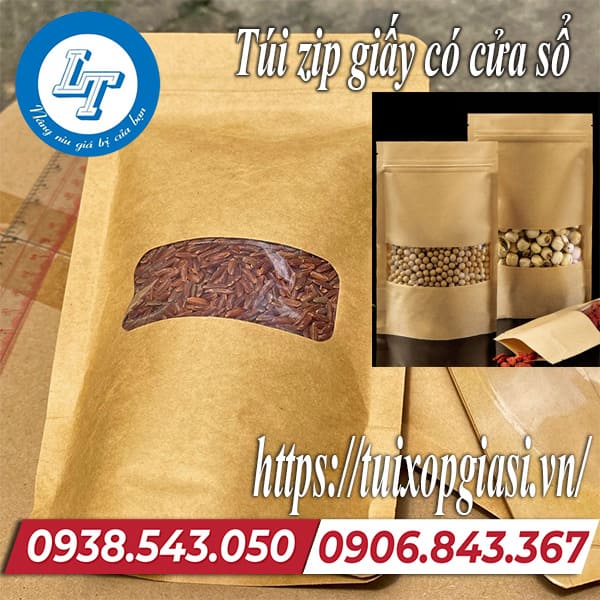 Túi zip giấy có cửa sổ giá rẻ