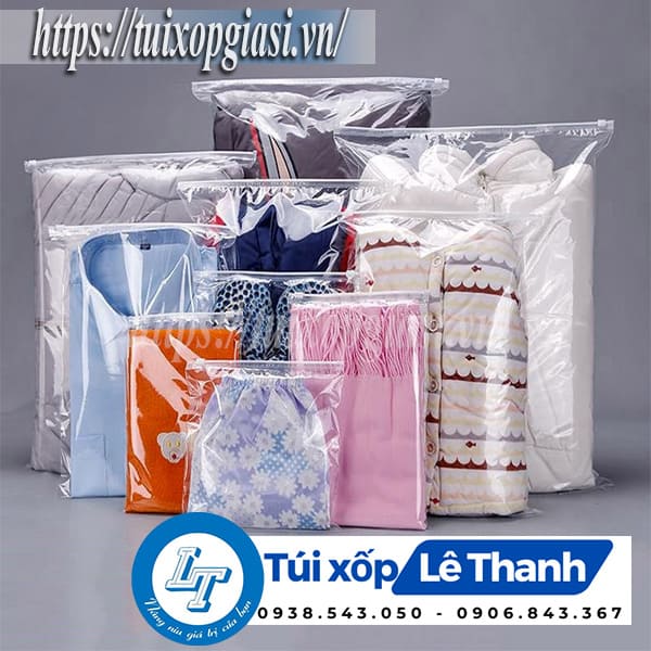 Túi zip khóa kéo trong suốt đựng quần áo giá sỉ
