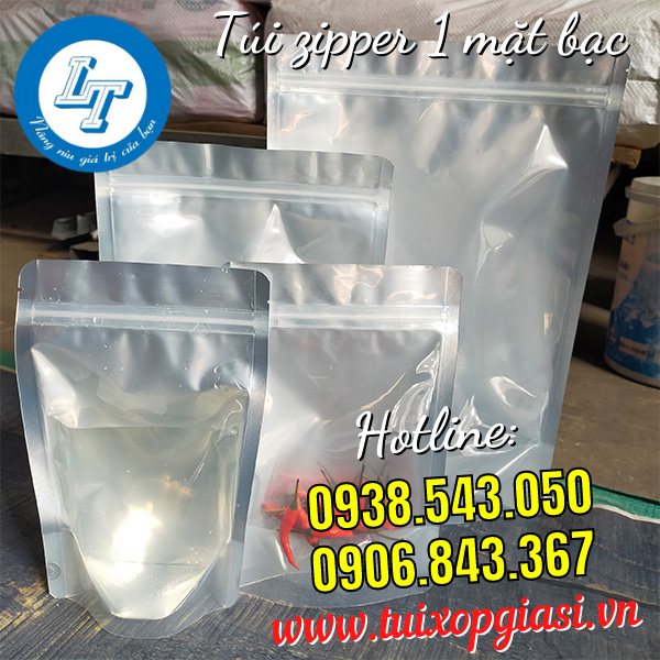 Túi zipper 1 mặt bạc
