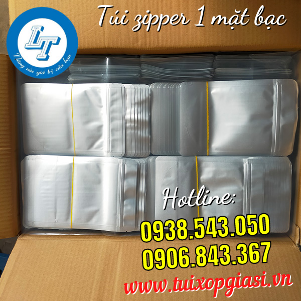 Túi zipper 1 mặt bạc