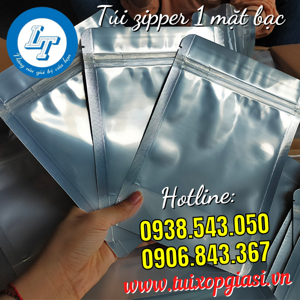 Túi zipper 1 mặt bạc