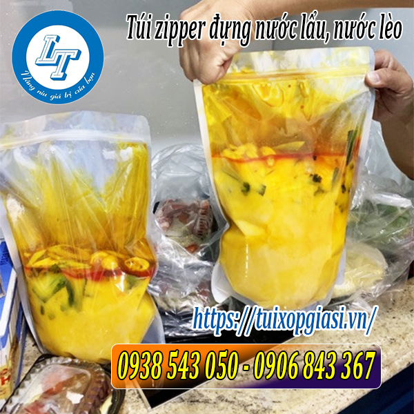 Túi zipper đựng nước lẩu, nước lèo Túi zipper đựng nước lẩu, nước lèo