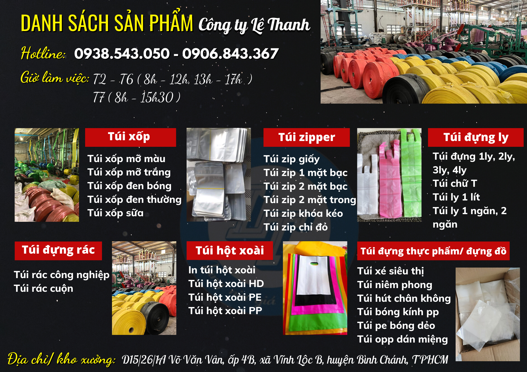 Danh sách sản phẩm túi xốp Lê Thanh