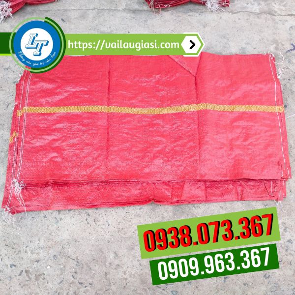 Bao tải dứa màu đỏ sọc vàng Bao tải dứa màu đỏ sọc vàng