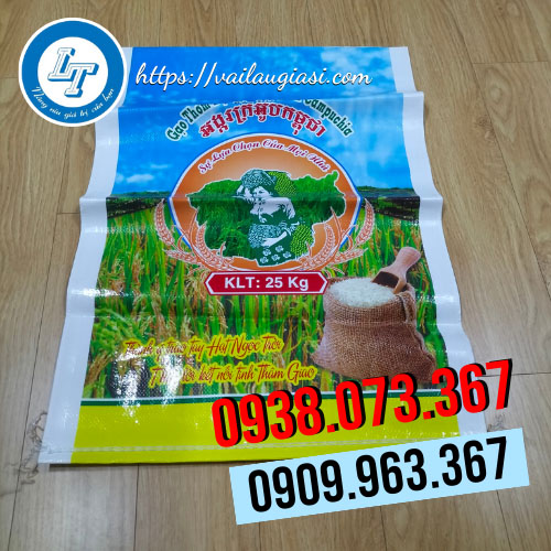 Bao tải đưng lúa in logo 25kg Bao tải đưng lúa in logo 25kg