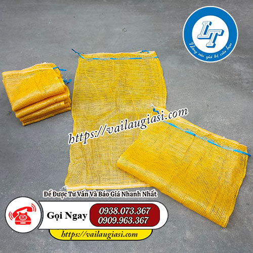 Bao tải lưới đựng nông sản màu vàng Bao tải lưới đựng nông sản màu vàng