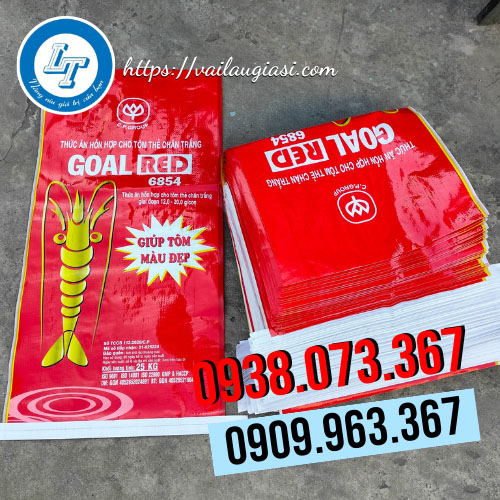 Bao tải in logo 25kg đựng thức ăn nuôi tôm Bao tải in logo 25kg đựng thức ăn nuôi tôm