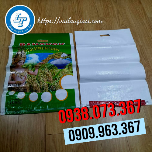 Mặt trước và mặt sau của bao tải in logo Mặt trước và mặt sau của bao tải in logo