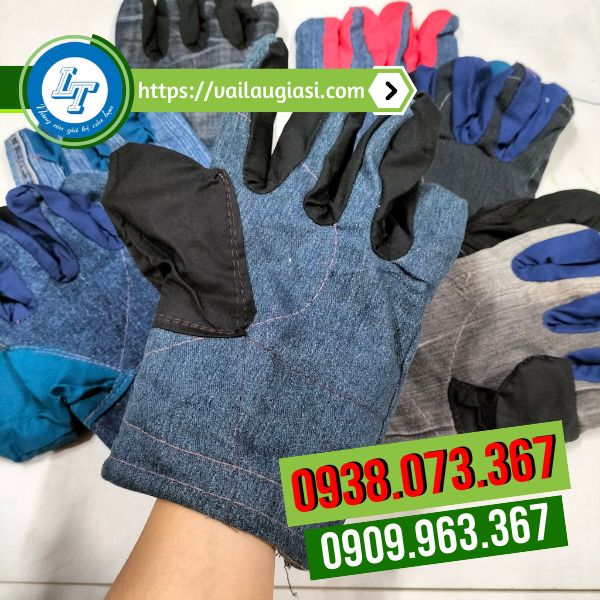 Găng tay vải jean hàng dày Găng tay vải jean hàng dày