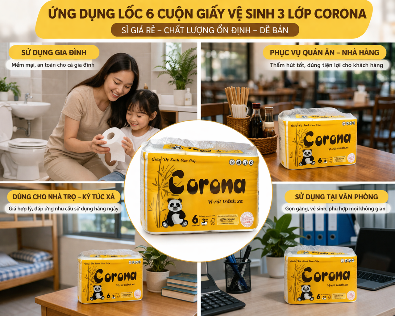 Ứng dụng của giấy vệ sinh Corona Ứng dụng của giấy vệ sinh Corona