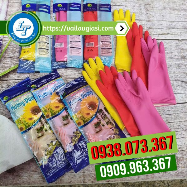 Găng tay cao su Hướng Dương trung có đủ màu đỏ, vàng, hồng, kem Găng tay cao su Hướng Dương trung có đủ màu đỏ, vàng, hồng, kem
