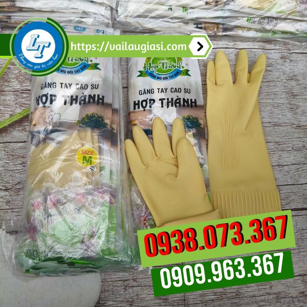 Găng tay cao su Hợp Thành nếp nhăn size M Găng tay cao su Hợp Thành nếp nhăn size M