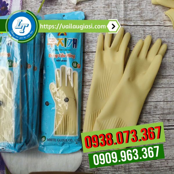 Găng tay cao su Đông Cầu Vồng màu kem Găng tay cao su Đông Cầu Vồng màu kem