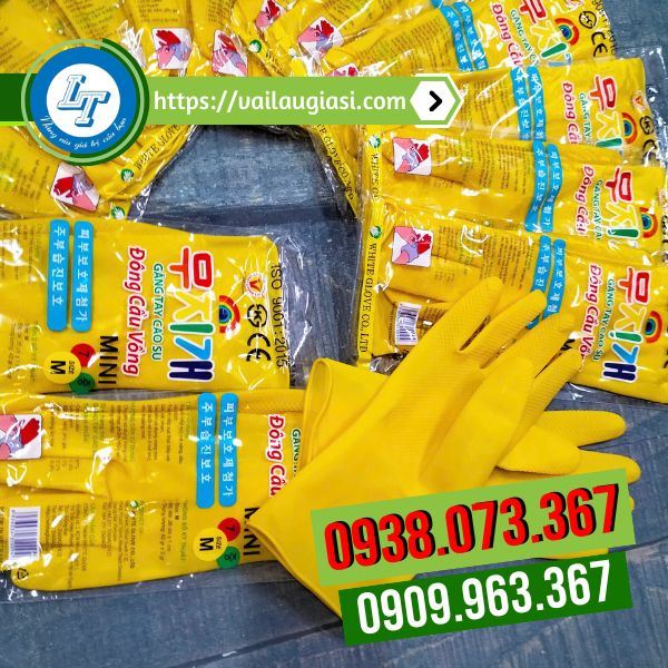 Găng tay rửa chén cao su màu vàng Găng tay rửa chén cao su màu vàng