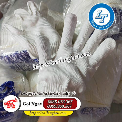 Găng tay poly viền xanh Găng tay poly viền xanh