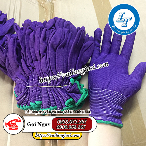 Găng tay vải thun mỏng màu tím Găng tay vải thun mỏng màu tím