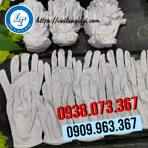 Găng tay vải thun trắng giá bán sỉ rẻ Găng tay vải thun trắng giá bán sỉ rẻ