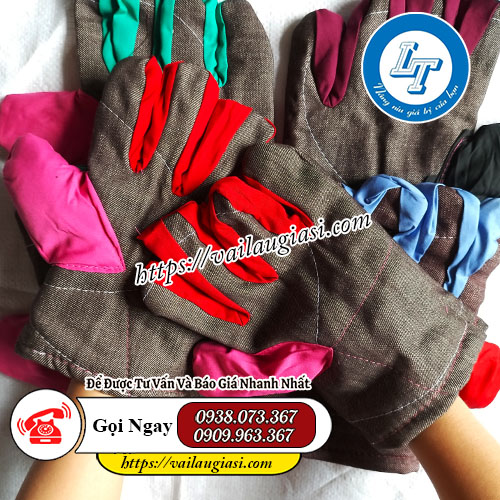 Găng tay vải mập được phối nhiều màu Găng tay vải mập được phối nhiều màu