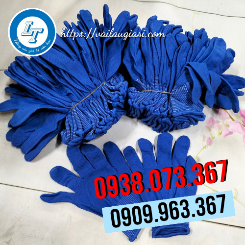 Găng tay vải thun màu xanh dương Găng tay vải thun màu xanh dương