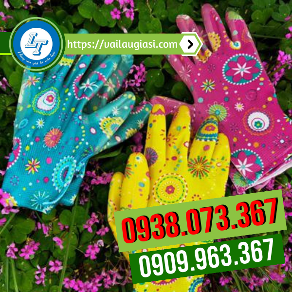 Găng tay vải thun mỏng in hoa nhiều màu sỉ rẻ Găng tay vải thun mỏng in hoa nhiều màu sỉ rẻ