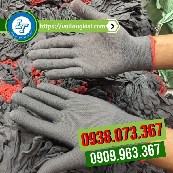 Găng tay vải thun mỏng màu xám Găng tay vải thun mỏng màu xám