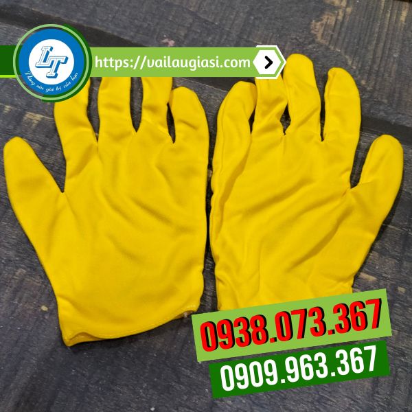 Găng tay thun pe màu vàng Găng tay thun pe màu vàng