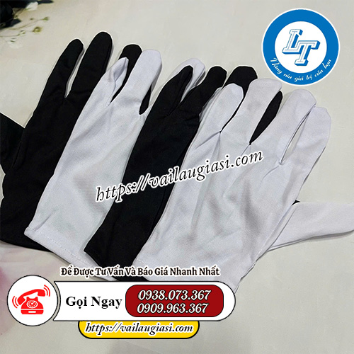 Găng tay vải thun trắng và đen Găng tay vải thun trắng và đen