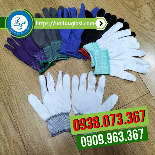 Găng tay vải thun mỏng đủ màu, đủ viền Găng tay vải thun mỏng đủ màu, đủ viền