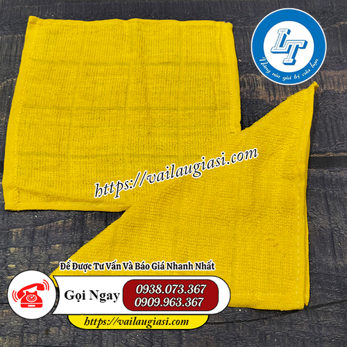 Khăn lau cotton màu vàng 25cm Khăn lau cotton màu vàng 25cm