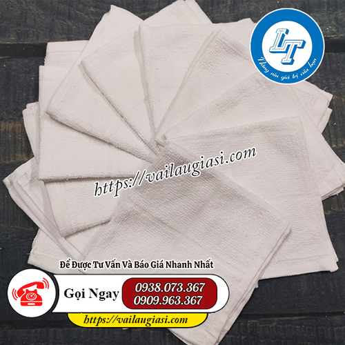 Khăn lau cotton vuông màu trắng Khăn lau cotton vuông màu trắng