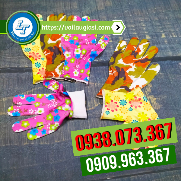 Sỉ giá rẻ găng tay vải thun mỏng in hoa Sỉ giá rẻ găng tay vải thun mỏng in hoa
